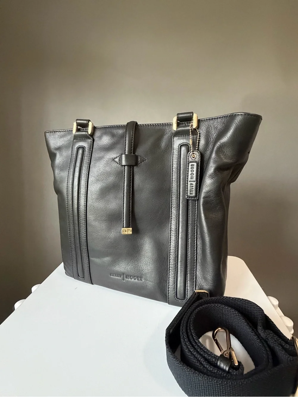 Black Leather Camera Bag Kelly Moore Evangeline Bag Women's Leather Tote Bag